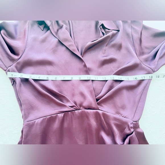 Zara Egg Plant color Ruched Bodycon Dress with Bishop Sleeves - Picture 4 of 7